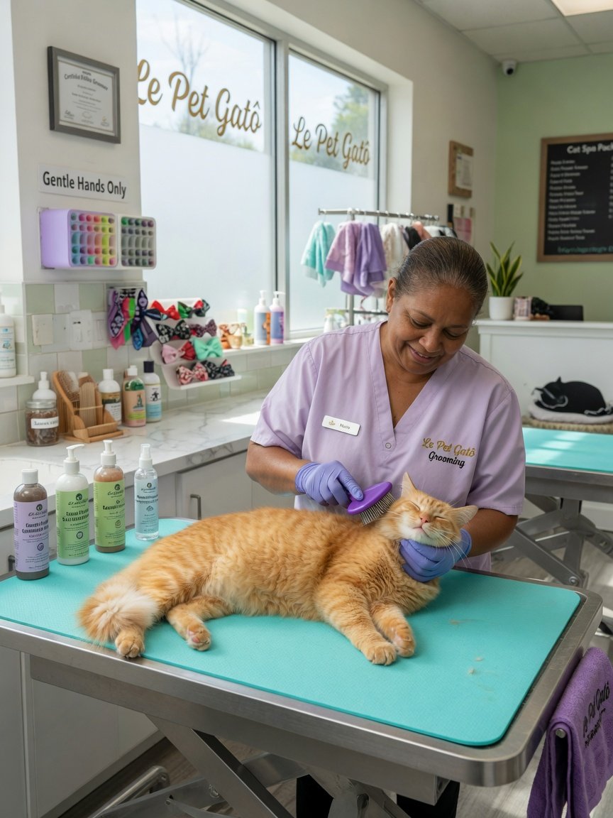 Área dedicada para gatos na Le Pet Gatô