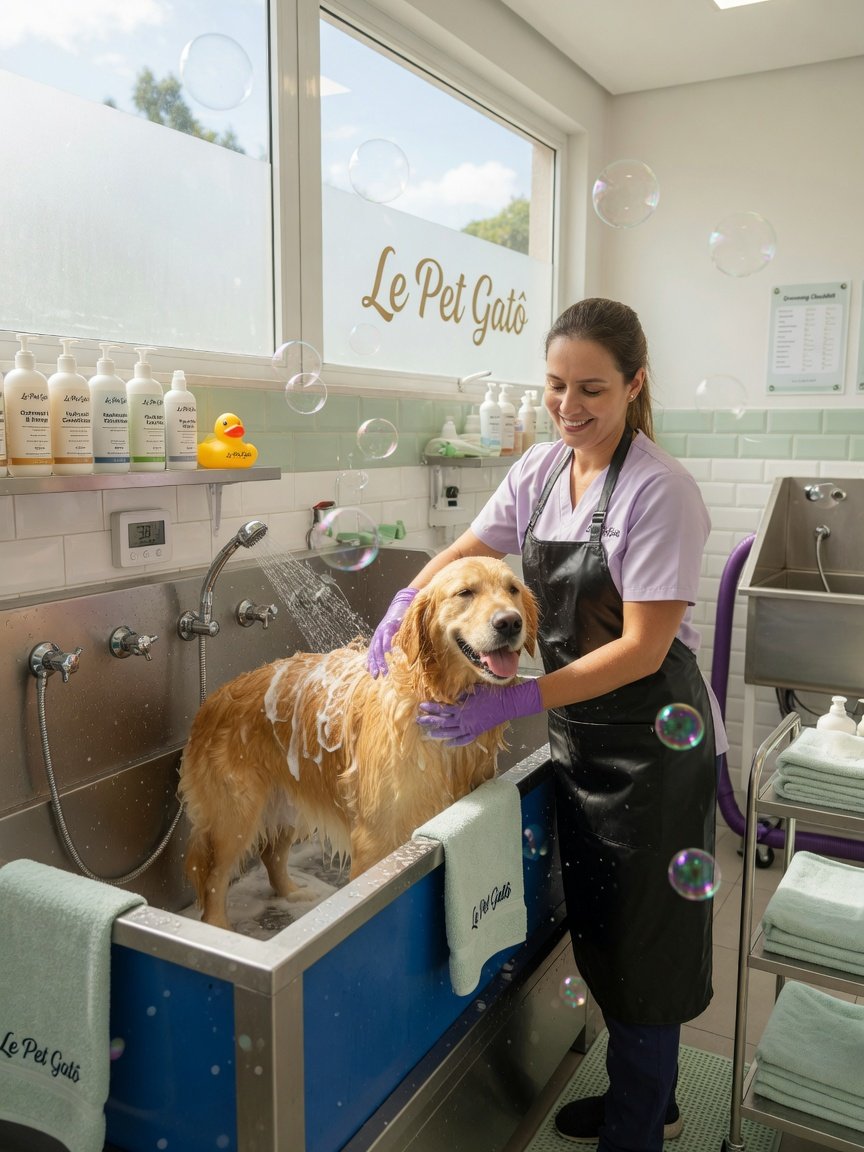 Banho completo para cães na Le Pet Gatô